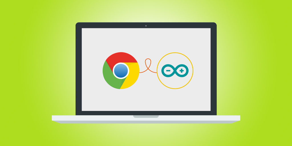 laptop with chrome and Arduino logos